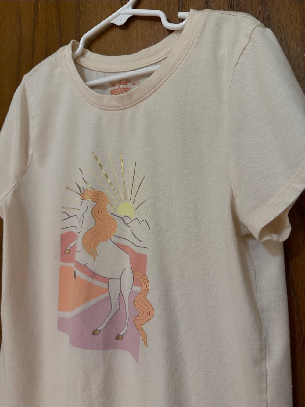 Cat & Jack Cream Short-Sleeve Tee with Pastel Unicorn Graphic - Picture 3 of 10